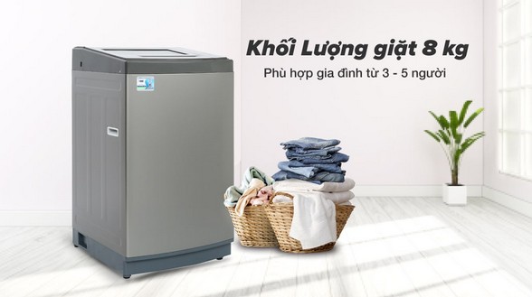Máy giặt Aqua 8 KG AQW-KS80GT - Khối lượng giặt 8 kg