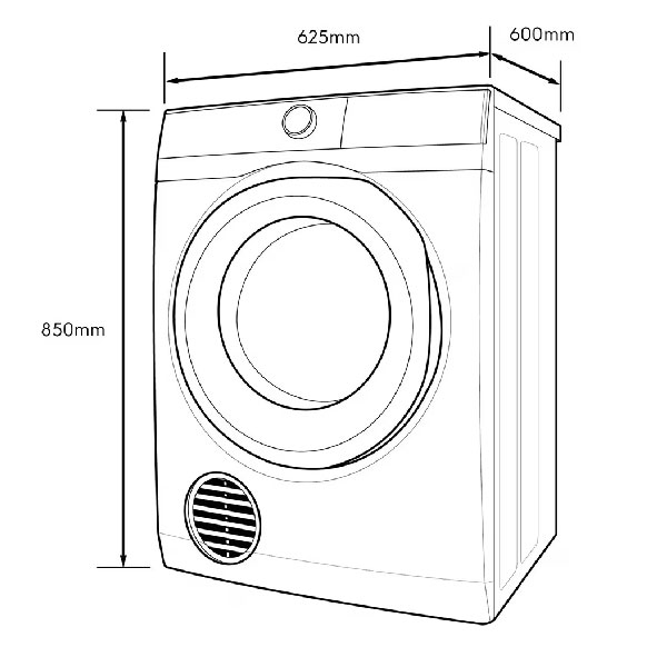 Kích thước Máy sấy thông hơi Electrolux UltimateCare 8 kg EDV804H3WC