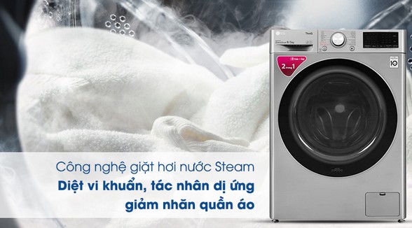 Máy giặt sấy LG Inverter 9 kg FV1409G4V - Công ngệ giặt hơi nước Steam