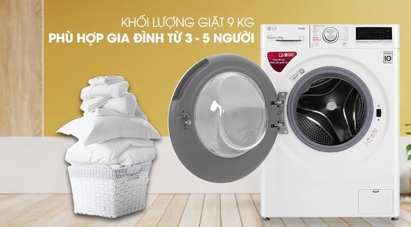 Máy giặt LG Inverter 9 kg FV1409S4W - Khối lượng