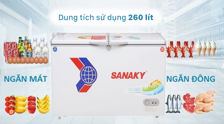 Tủ đông Sanaky 260 lít VH-3699W1 - dung tích 260 lít