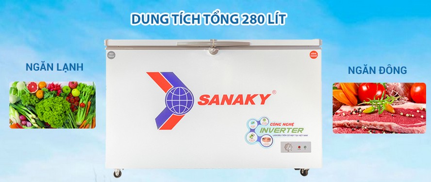 tu-dong-sanaky-vh-4099w1-2-ngăn-280-lít