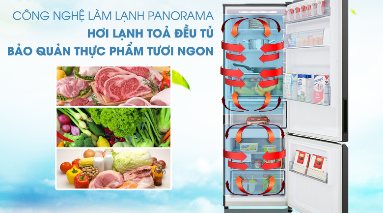 Công nghệ làm lạnh panorama Tủ lạnh Panasonic NR-BC360QKVN trang bị ngăn đông mềm thế hệ mới Prime Fresh+ với mức nhiệt độ ở -3 độ C giúp thực phẩm tươi sống được làm đông nhanh mà không bị đông đá và tươi mới lên đến 7 ngày. Do đó, thực phẩm giữ được các chất dinh dưỡng, độ thơm ngon và bạn không phải tốn thêm nhiều thời gian để rã đông trước khi chế biến.