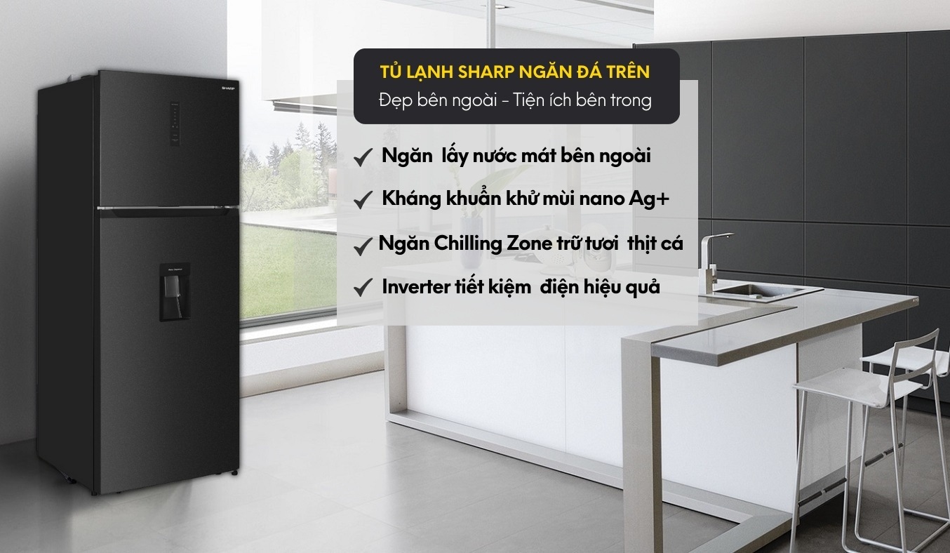 Thiết kế Tủ lạnh Sharp Inverter 417 lít SJ-X417WD-DG